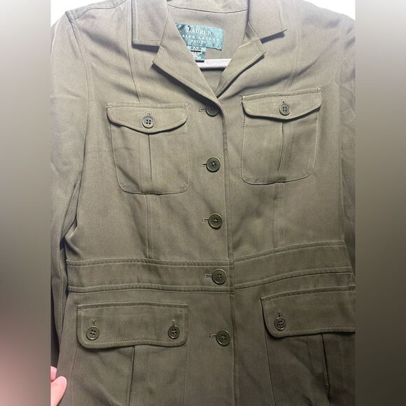 Ralph Lauren 100% Silk Utility Long Sleeve Button Down - Picture 3 of 6